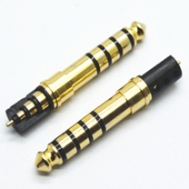 4.4mm 5 poles 5.5 tray 34L gold plated black plastic audio video plug