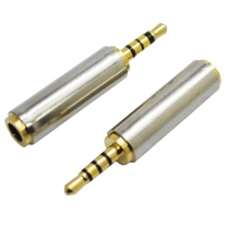 2.5 mm male to 3.5 mm female 4 poles gold plated black plastic white shell