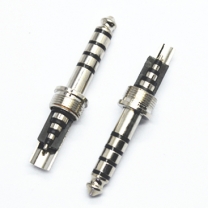 4.4mm 5 poles Rhodium plated black plastic audio video plug