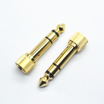 6.3mm 3 poles screw thread gold /nickel plated black plastic audio video plug