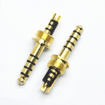 4.4mm 5 poles 9.8 tray 36L gold plated black plastic audio video plug