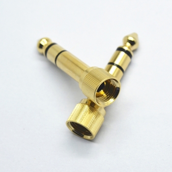 6.3mm 3 poles screw thread gold /nickel plated black plastic audio video plug