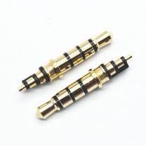 3.5mm 4 poles 4.5 tray 23.4L gold plated black plastic headphone plug
