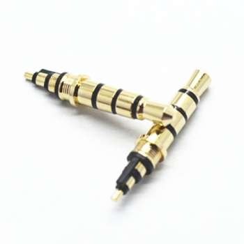 3.5mm 4 poles 4.5 tray 23.4L gold plated black plastic headphone plug