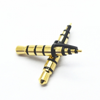 3.5mm 4 poles 4.0 tray 23.5L gold plated black plastic headphone plug 