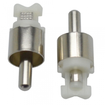 nickel plated white plastic rca audio plug