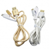 Micro phone date charging plug two in one USB braided wire aluminum case Cable