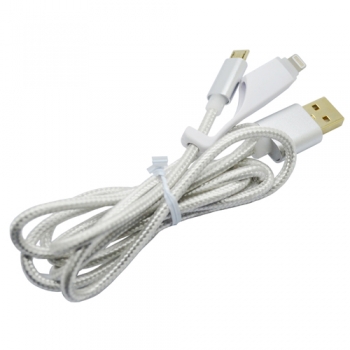 Micro phone date charging plug two in one USB braided wire aluminum case Cable