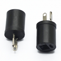 Dc power jack, black plastic square circular type 