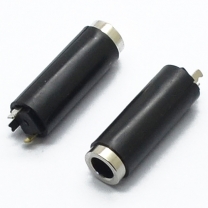 3.5mm stereo 3poles 6.0D 19L nickel plated black plastic female Audio Jack