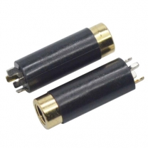 3.5mm trrs 4poles 6.0D 20L gold plated black plastic female Audio Jack