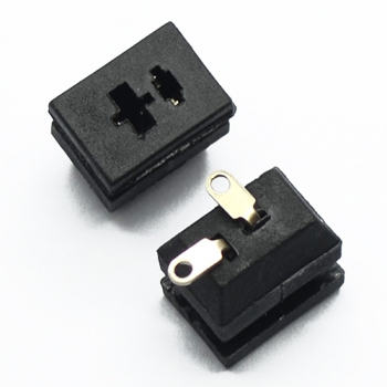 Dc power jack, female dc connector, black plastic square type with nickel plated