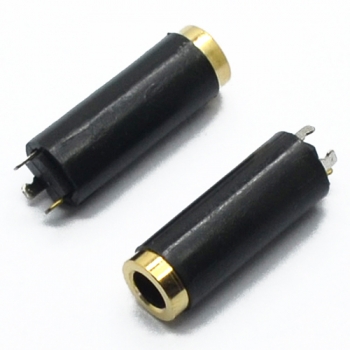 3.5mm stereo 3poles 6.0D 20L gold plated black plastic female Audio Jack