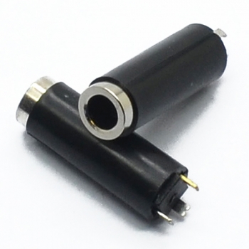 3.5mm stereo 3poles 6.0D 19L nickel plated black plastic female Audio Jack