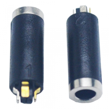 3.5mm trrs 4poles 6.0D 20L black plastic female Audio Jack