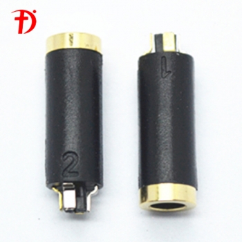 3.5mm 4poles 6.0D gold plated black plastic female Audio Jack 