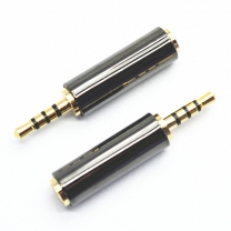 2.5 mm male to 3.5 mm female 4 poles gold plated black plastic black shell