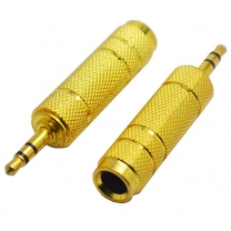 3.5 mm male to 6.3 mm female stereo gold plated audio adapter plug