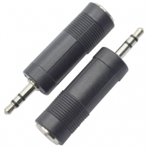 3.5 mm male to 6.3 mm female stereo plastic shell audio adapter plug
