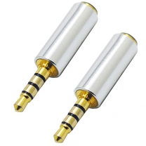 3.5 mm male to 3.5 mm female 4 poles 5.0D gold plated black white shell