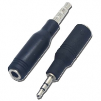 3.5 mm male to 3.5 mm female 4 poles nickel plated black plastic shell