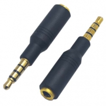 3.5 mm male to 3.5 mm female 4 poles gold plated black plastic shell adapter 