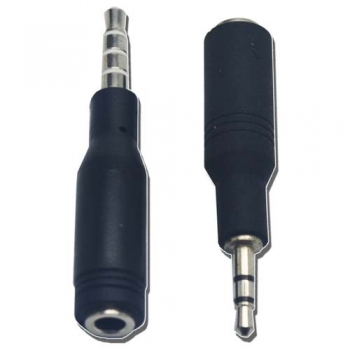 3.5 mm male to 3.5 mm female 4 poles nickel plated black plastic shell
