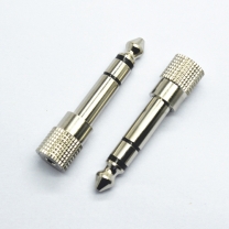 6.3mm to 3.5mm stereo nickel plated black plastic audio video plug