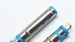 4.5*0.6mm 4506 25.4L male TV dc power jack nickel plating Blue plastic connector