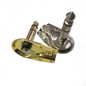 Guitar Plug 6.35mm,Brass Gold Nickel Plated Stereo 3Pole Jack 90Degree