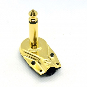 6.35mm Guitar Plug,Brass Gold Plated Mono 2Pole Jack 90Degree Right Angle L Type