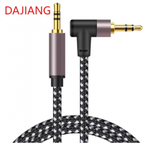 DAJIANG 3.5mm Right Angle TRS Male to Male Aux Stereo Cable 90Degree Audio Cable