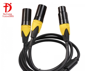 DAJIANG OEM Factory 2 to 1 3P XLR Male Female Microphone DMX Cable with Braid Shielding  for Various Devices