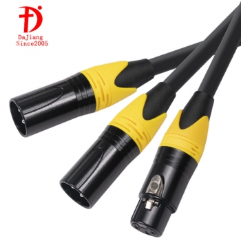 DAJIANG OEM Factory 2 to 1 3P XLR Male Female Microphone DMX Cable with Braid Shielding  for Various Devices