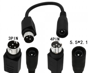 DAJIANG OEM Computer 3 Pin 4 PIN DIN Male 5.5mm X 2.1mm Female DC Power Extension Cable for CCTV Camera System