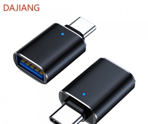 DAJIANG Customized OTG USB C Male to USB 3.0 Female Adapter with LED Light OEM USB Flash Card Reader for Mobile Phone Use