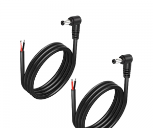 DAJIANG Customized 90 Degree Right Angle Power Supply Cable DC 5.5mm X 2.1mm Male Plug Bare Wire Open End SJTW Wire for Computer