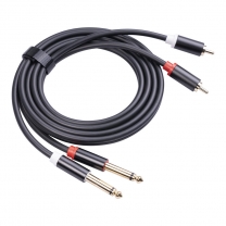 DAJIANG OEM Customized Gold Plated Double RCA to Double 6.35mm Stereo Audio Cable for Car & HDTV 1m Length