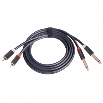 DAJIANG OEM Customized Gold Plated Double RCA to Double 6.35mm Stereo Audio Cable for Car & HDTV 1m Length