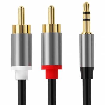Dajiang OEM Customized 3.5mm Male to 2RCA Male AUX Cable PVC Y/RCA Audio Cable for Computer Mobile Phone Camera Speaker HDTV