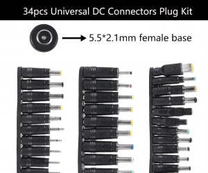 DAJIANG OEM Customized 34pcs Universal DC Connectors Plug Kit DC Power  Adapter  Tips 5.5 mm X 2.1 mm for Laptop Speaker