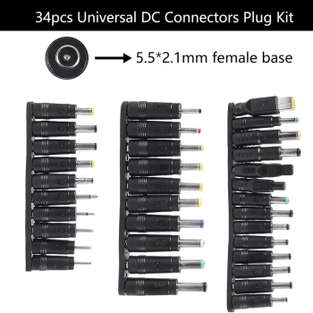 DAJIANG OEM Customized 34pcs Universal DC Connectors Plug Kit DC Power  Adapter  Tips 5.5 mm X 2.1 mm for Laptop Speaker