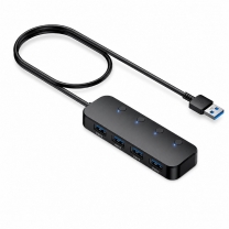 DAJIANG OEM Customized USB a 3.0 to 4-Port Hub-Splitter Cable With Control Switch for PC/Laptop/Desktop Plug Play Extender
