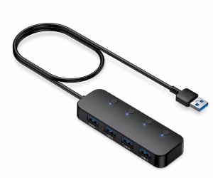 DAJIANG OEM Customized USB a 3.0 to 4-Port Hub-Splitter Cable With Control Switch for PC/Laptop/Desktop Plug Play Extender