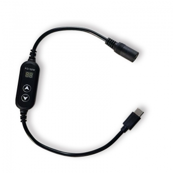 DAJIANG OEM Customized USB C to 5521 DC female 5V/9V/12V/15V/20V Cable Multi Voltage Adjustable LED Display Screen,  USB to 5521 DC female Power Charger use with PD Charger and PD Power Bank for Speakers, routers, laptops