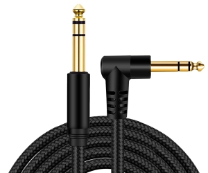 DAJIANG 6.35mm Right-Angle TRS to Straight TRS Stereo Audio Cable PVC Jacket Copper Conductor for Electric Guitar Bass Keyboard