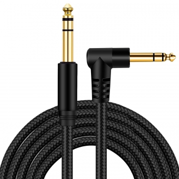 DAJIANG 6.35mm Right-Angle TRS to Straight TRS Stereo Audio Cable PVC Jacket Copper Conductor for Electric Guitar Bass Keyboard