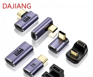DAJIANG OEM Customized 40 Gbps 8K 60Hz USB 4.0 C Adapter Phone 90 Degree Right Angle Straight Female Male 60Hz 8K 40 Gbps DC