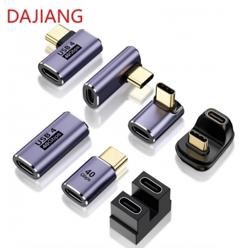 DAJIANG OEM Customized 40 Gbps 8K 60Hz USB 4.0 C Adapter Phone 90 Degree Right Angle Straight Female Male 60Hz 8K 40 Gbps DC